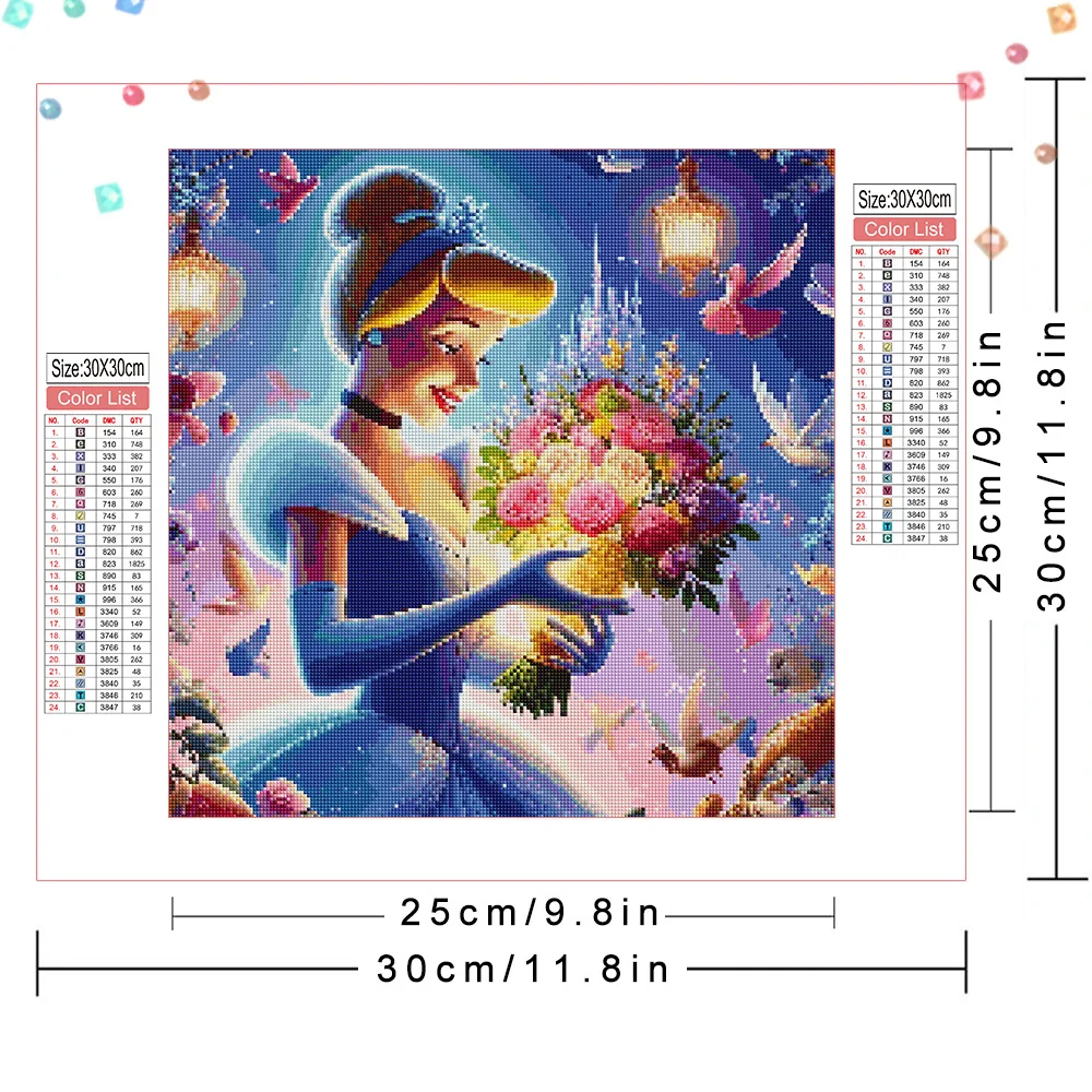 Disney Diamond Embroidery Rapunzel Cinderella Cross Stitch Mosaic Princess Picture Of Rhinestones Painting Handmade Gift