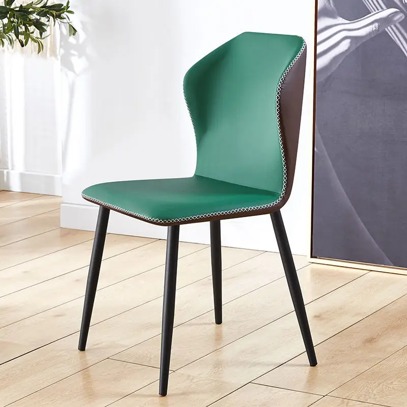 

Black Metal Legs Dining Chairs Luxury Green Pad Cushion Nordic Dining Chairs Dine Soft Minimalist Sillas Interior Decorations