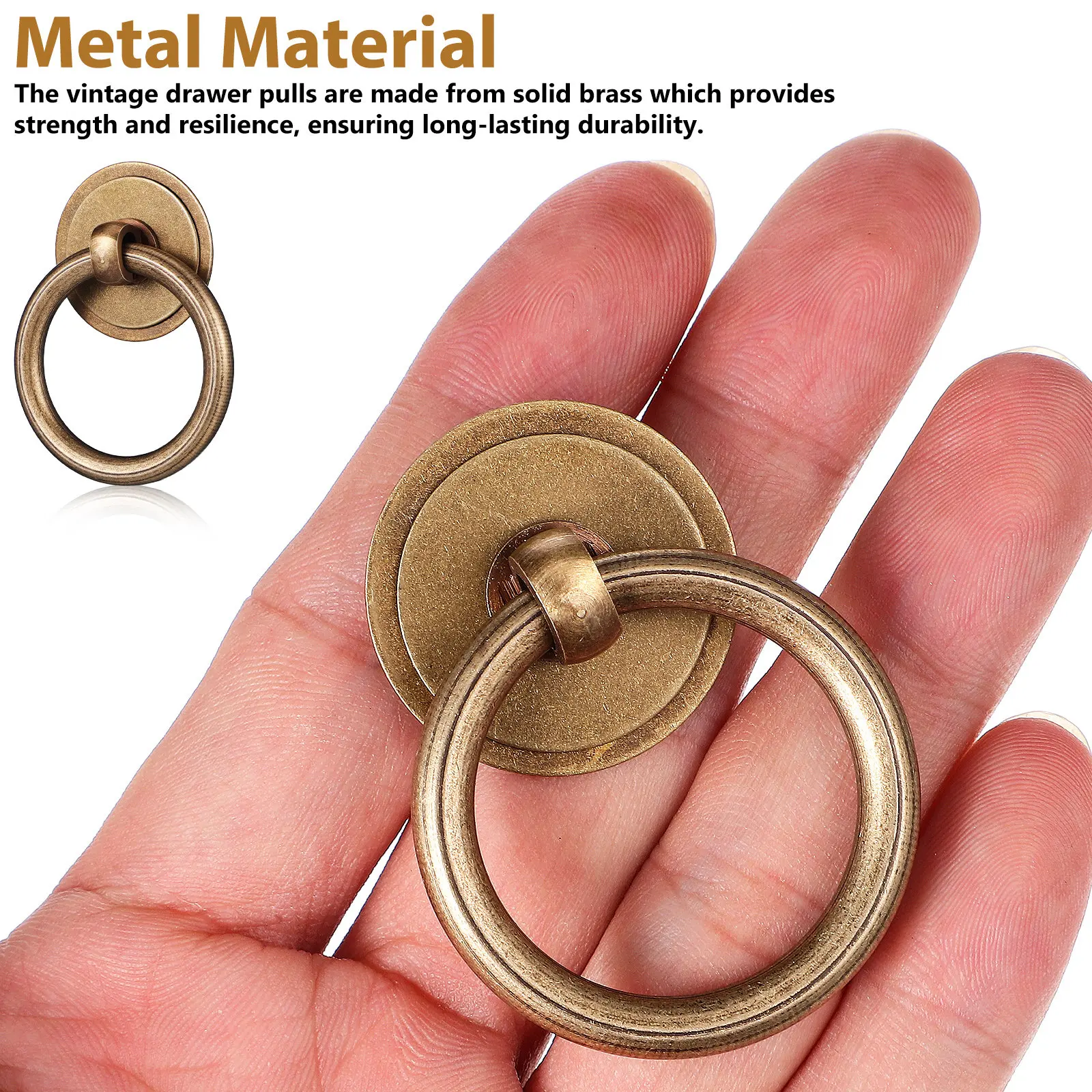 

4Pcs Brass Drawer Pull Ring Vintage Cabinet Handles Dresser Drawer Pulls Kitchen Cupboard Furniture Hardware Solid Brass Pulls