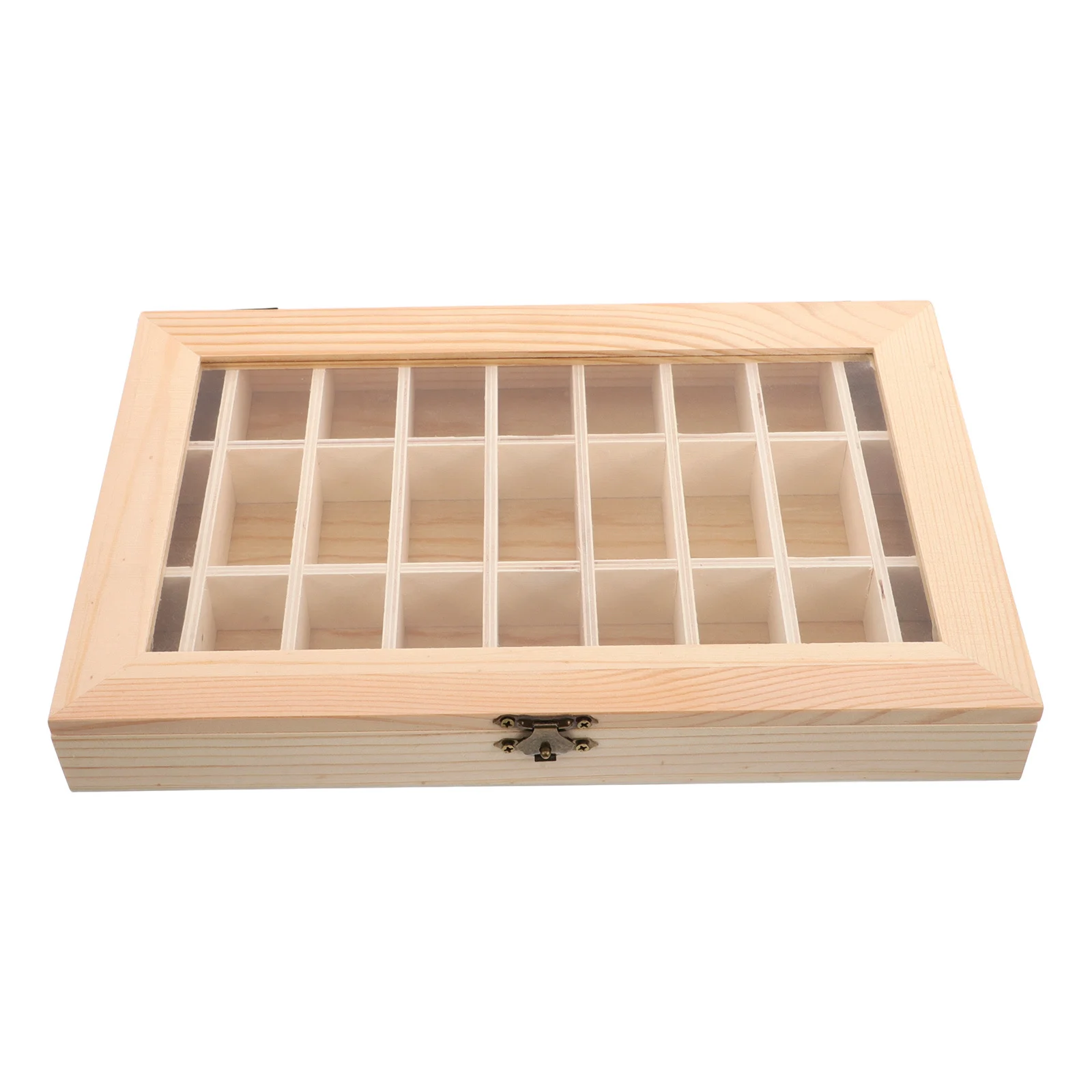 

Rock Display Case Wooden Mineral Specimen Storage Box Clear Lid Crystal Organizer for Stone Collection Educational Use