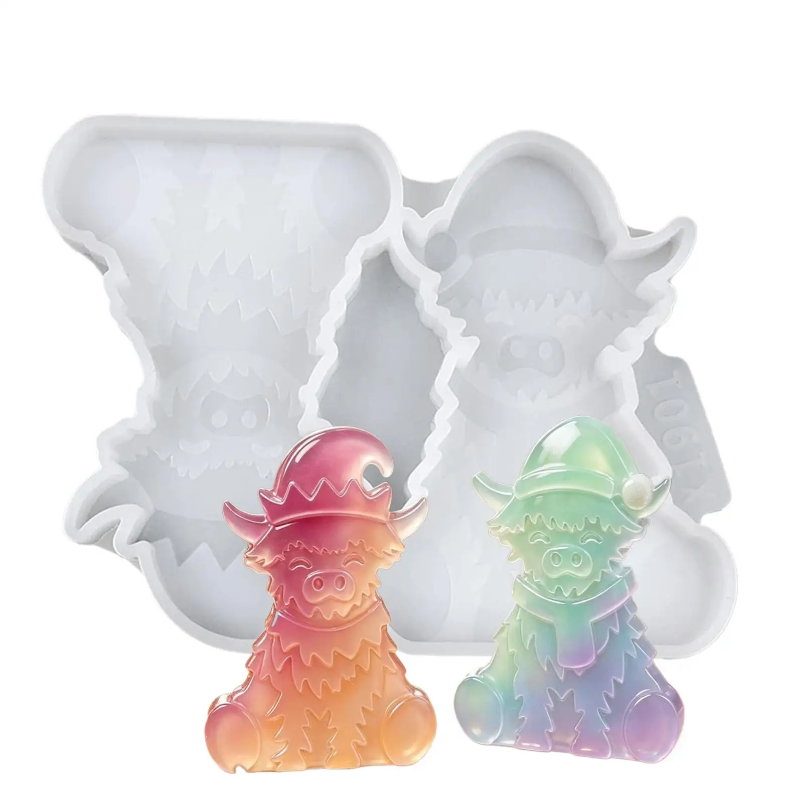 Christmas Highland Cow Silicone Mold Cow DIY Drip Glue Gypsum Cement Mold DIY Candle Making Mould Resin Plaster Moulds