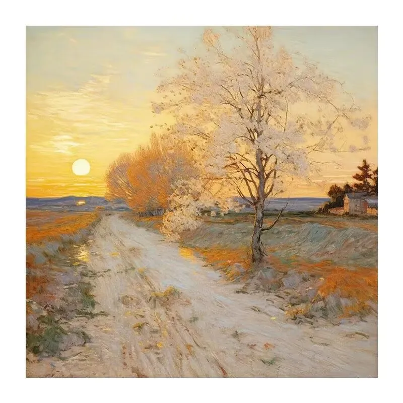 Sunrise Scenery Hanging Painting Living Room Bedroom Decoration Painting Impressionist Art Handmade Oil Painting Corridor Mural