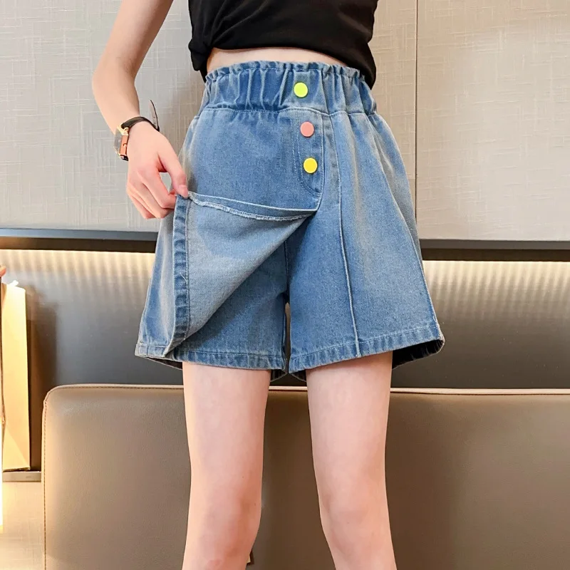 New Arrivals High Waisted Cotton Denim Shorts Teen Girls 2024 Summer Mini Skirts Shorts Slim Blue Short Jeans Skirt With Shorts