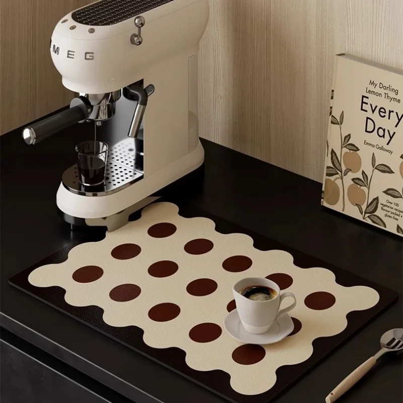 Retro And Mid-Style Kitchen Countertop Absorbent Pad, Heat-Resistant And Heat-Insulating Coffee Machine Pad, Tableware Pad