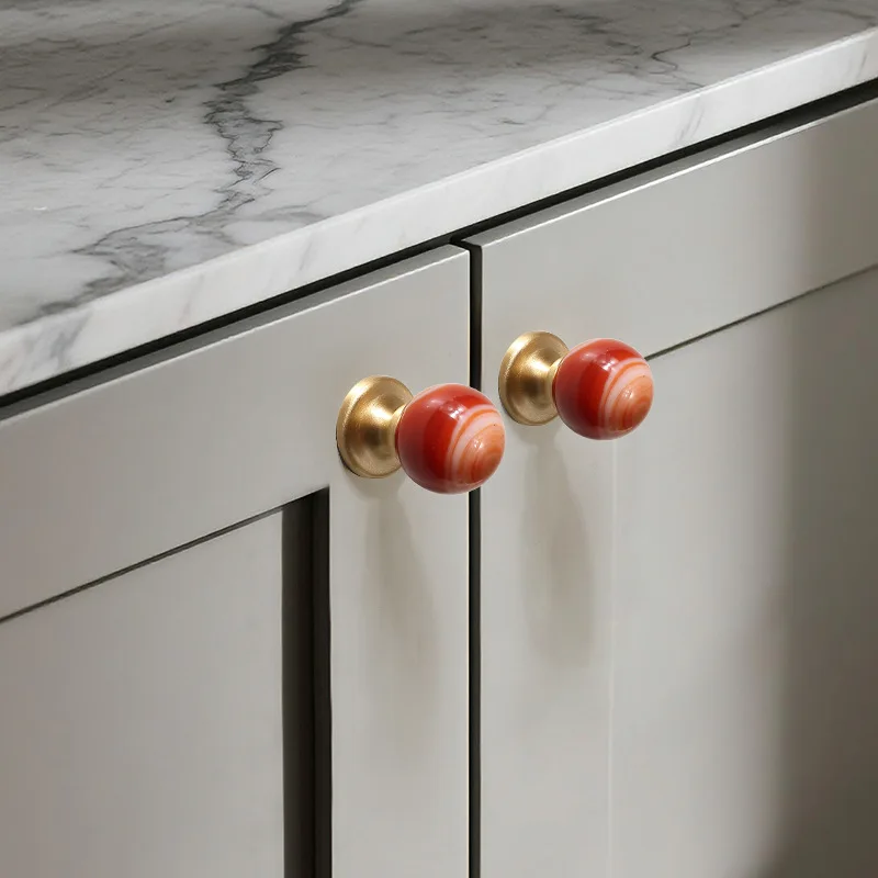 الفرنسية الخفيفة الفاخرة مقبض باب الخزانة باب خزانة الملابس درج القرون الوسطى نمط الجوز الكرة الجديدة الصينية قلادة مقابض صغيرة #3