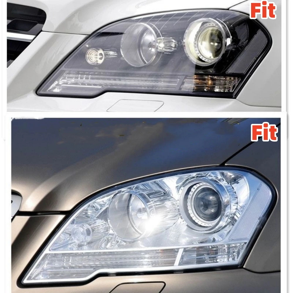 Left+Right Front Headlight Lens Cover For Mercedes Benz W164 ML-Class ML300 ML350 ML450 2009-2011Transparent Lampshade