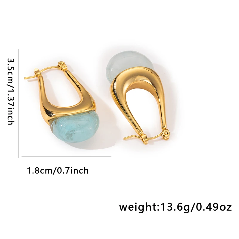 ENSHIR 316L Stainless Steel Irregular Round Candy Colored Earrings Women\'s Exquisite Sweet Jewelry Gift Wholesale