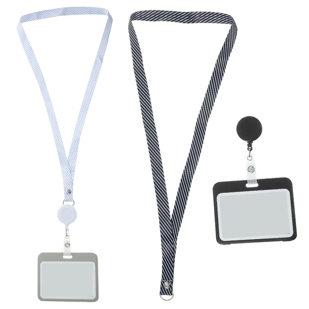 

2pcs Horizontal Badge Holder Name Badge Sleeve Id Card Holder Transparent Card Protector For Teachers Office Employees Cards