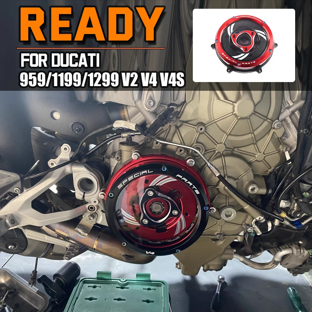 

Panigale 959 1199 1299 V2 2020 -2021 Motorcycle Engine Clear Clutch Cover For Ducati Waterproof Protector Guard Aluminum Alloy