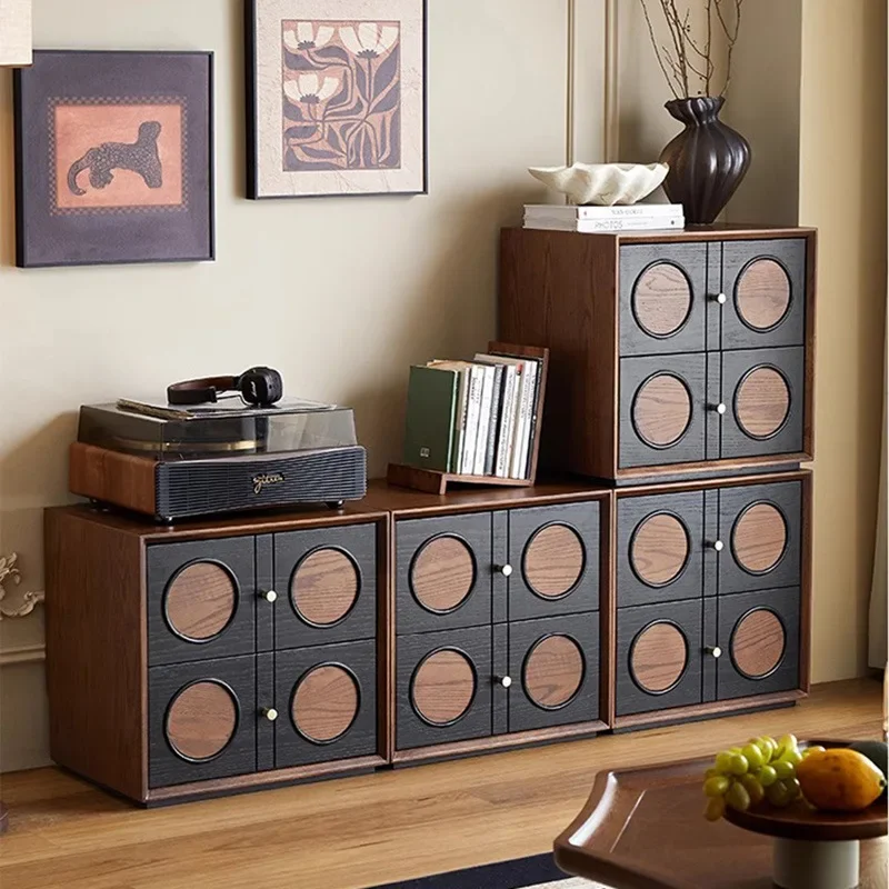 French vintage chest of drawers, TV cabinet, solid wood module combination cabinet, card door cabinet, vintage
