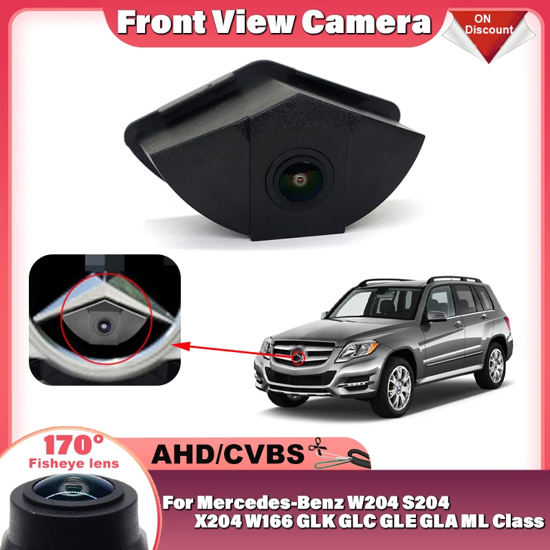 

AHD 1080P Fisheye CCD Автомобильная камера переднего вида с позитивным логотипом для парковки для Mercedes-Benz W204 S204 X204 W166 GLK GLC GLE GLA ML Class
