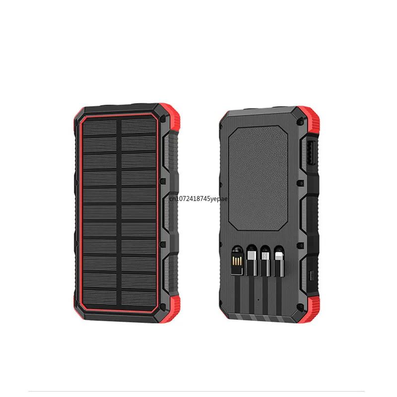 Solar Power Bank 36800mAh with Cable Wireless Charger 3A Fast Charging Portable Powerbank for iPhone 17 Xiaomi Samsung Poverbank