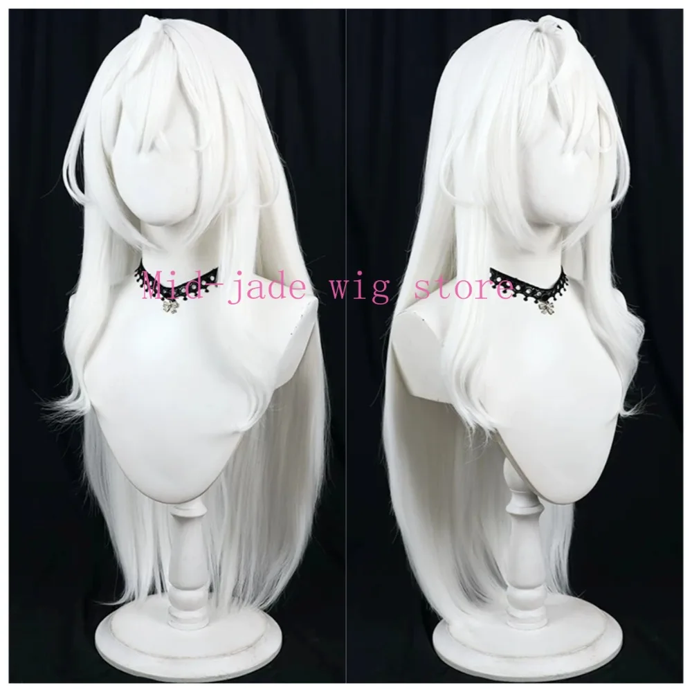Shiro Cosplay Wig Realistic Scalp White Long Straight Hair for Valentine Gothic Anime Party and Photography