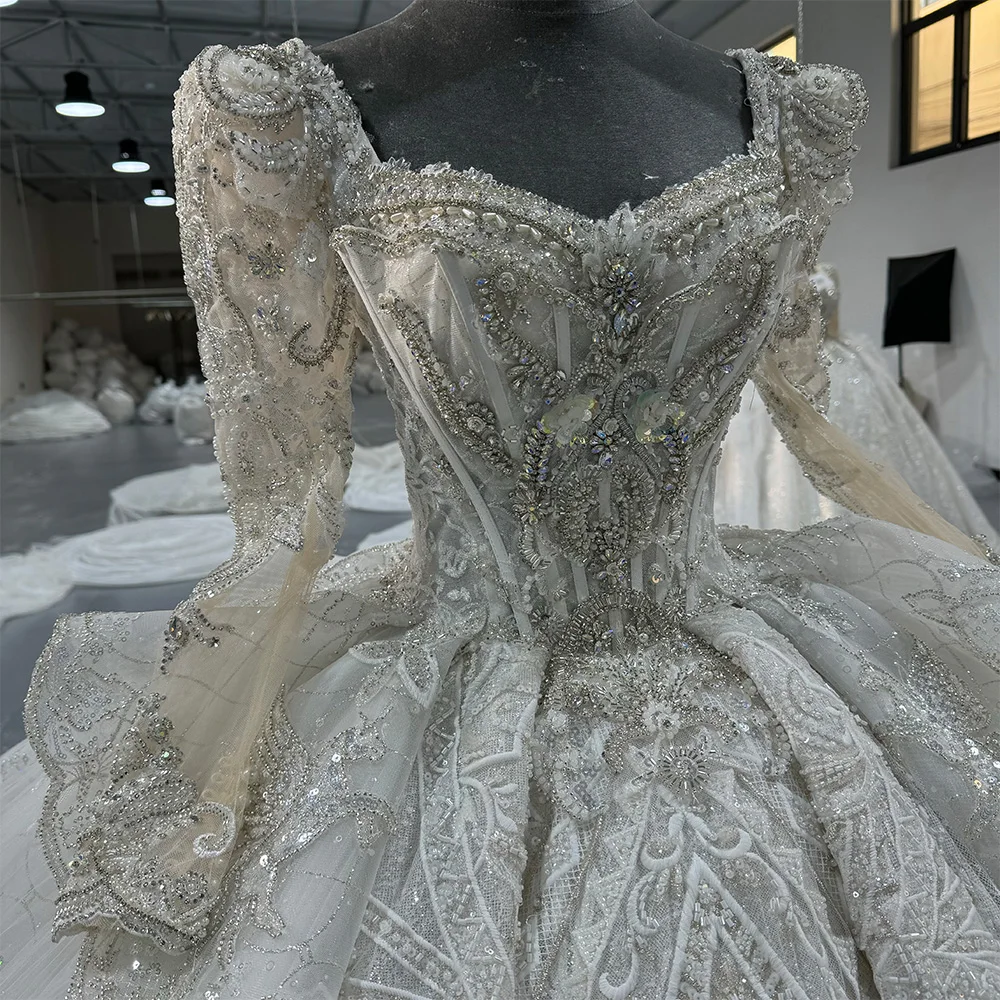 Jancember-Vestido De novia De lujo con cuello cuadrado, traje De baile con tren De corte, MN242, 2024