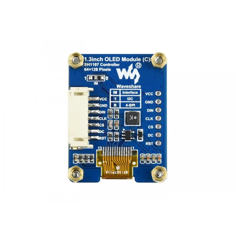 1.3inch OLED Display Module, Black / White Display Color, 64×128 Resolution, SPI / I2C Interface