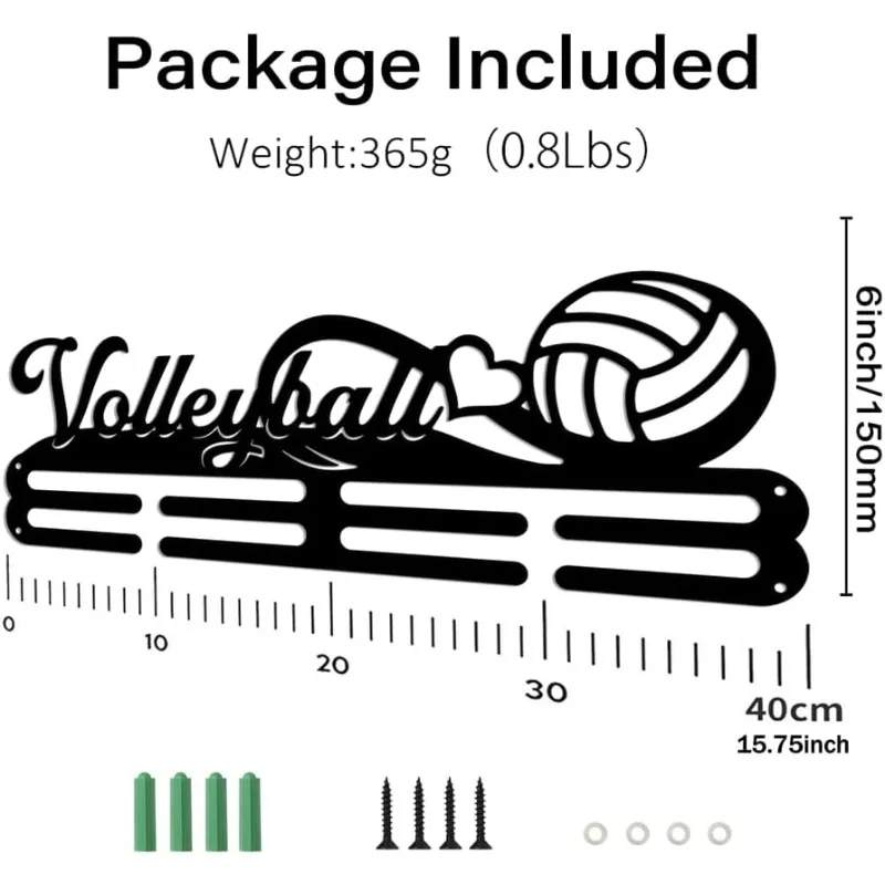 1 Set Medals Hanger Display Holder Rack Volleyball Theme Medals Display Wall Mounted Frame Medal Ribbon Holder Hooks