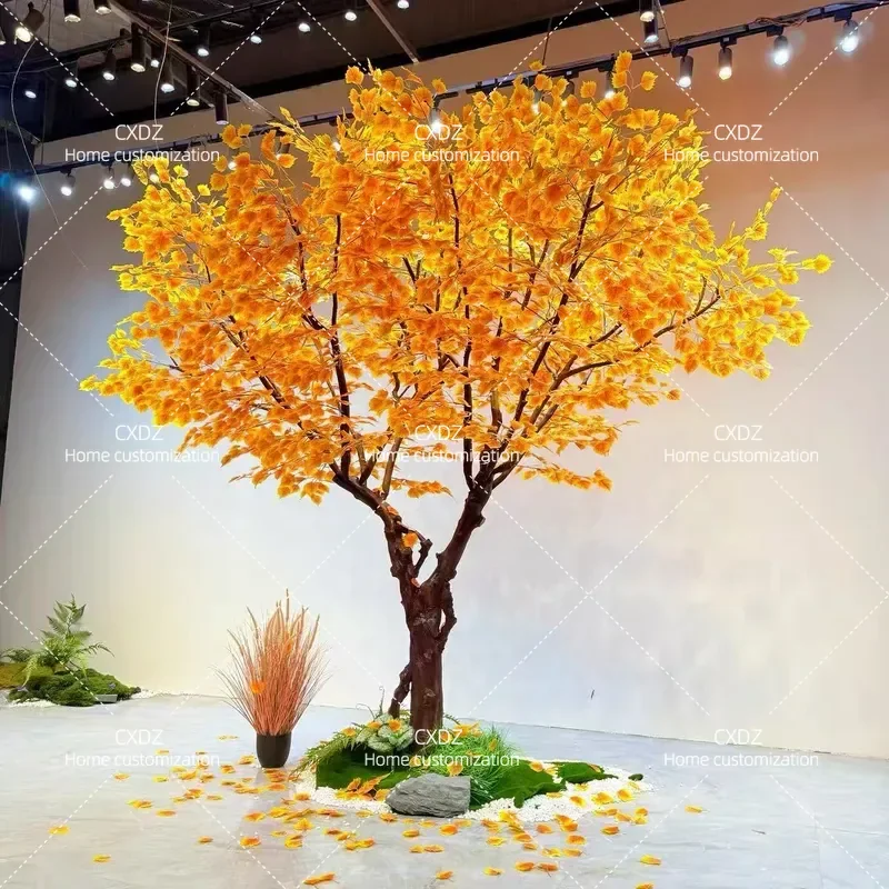 Simulation Poplar Birch Ginkgo Tree Artificial Plant for Courtyard Shopping Mall Landscaping Decorative Fake Tree Landscape