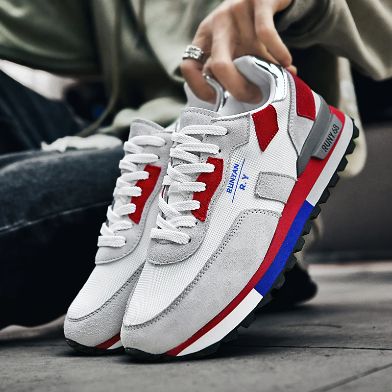 

Мужские кроссовки на шнуровке, мужская вулканизированная обувь, дышащая прогулочная мужская износостойкая обувь, уличные кроссовки с сеткой Tenis