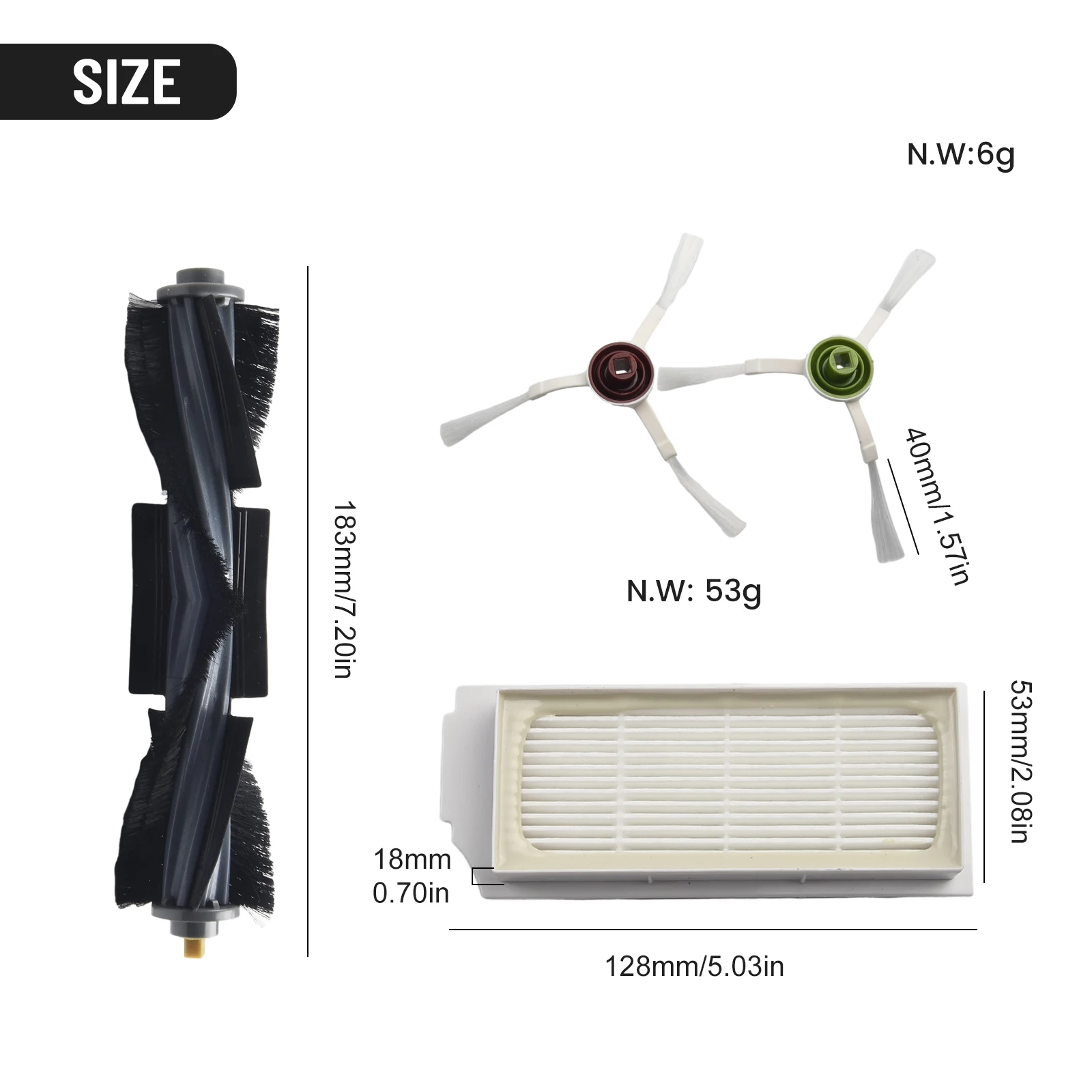 Main Side Brush Filter Kit For Ecovacs For Deebot X1 For Omni For T10 Plus Turbo Deep Corner Cleaning D-KT01-0022