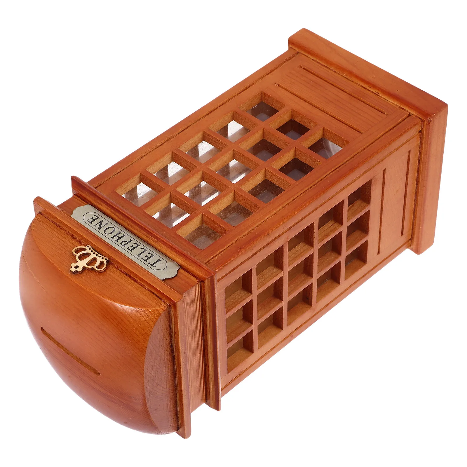 

Wood Telephone Booth Piggy Bank Vintage Style Coin Money Box Desktop Decoration Unique Savings Pot for Kids Adults