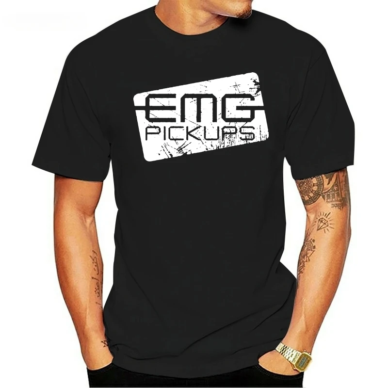 EMG Pickups Distressed Electric Guitar Logo T-shirt Size S-3XL men cotton tshirt summer brand teeshirt euro size