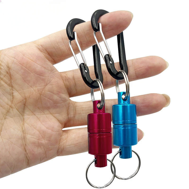 Fly Fishing Tools Magnetic Release Clip Landing Net Connector Magnetic Keychain with Carabiner Fishing Tackle Accessories