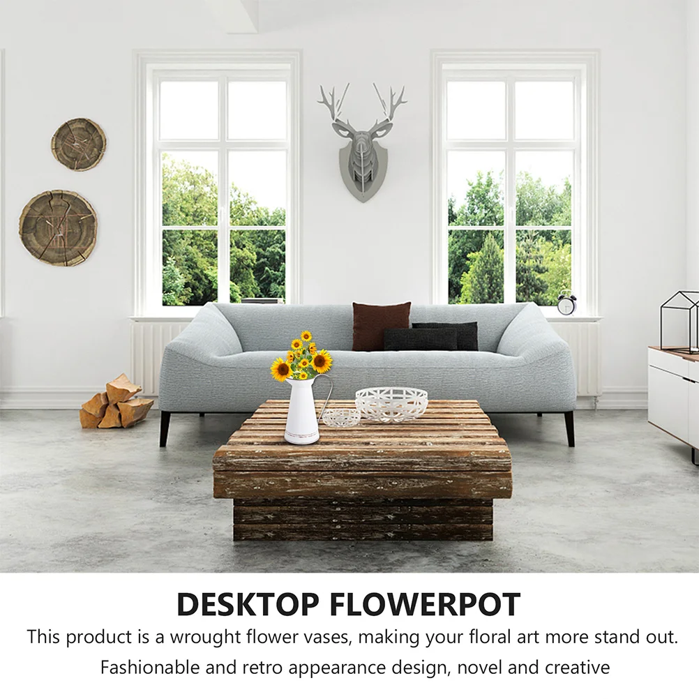 

2Pcs Vintage Metal Flower Vase Rustic Iron Pot Decorative Bucket for Home Office Wedding Tabletop Flower Arrangement