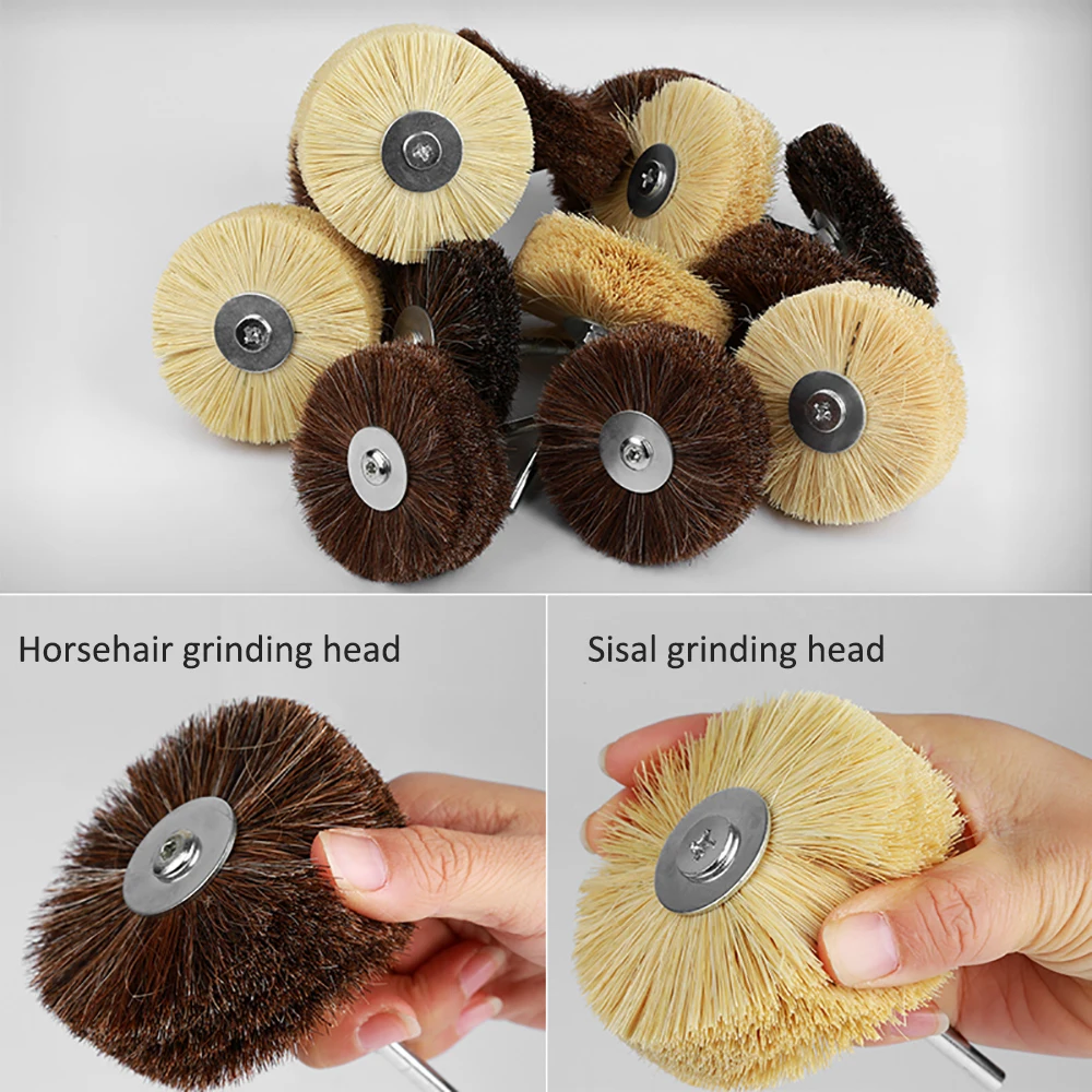 

1PCS Abrasive Sisal Filament & Horse Hair Brush Polishing Grinding Head Woodworking Furniture For Drill Rotary Tools shank 6mm