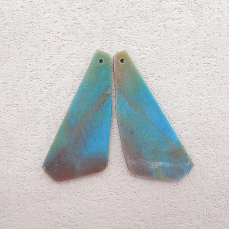 Chrysocolla Triangle EarringBeads for Jewelry Making, Handmade Natural stones beads, Polished Stones for jewelry Making Supplies