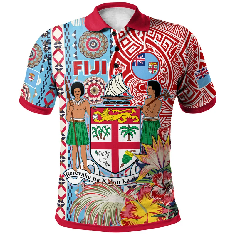 Summer Harajuku 3D Print FijiRugby Fijian Pride Polo Shirt Happy Fiji Day Graphic Polo Shirts For Men Kid Fashion Gym Polos Top