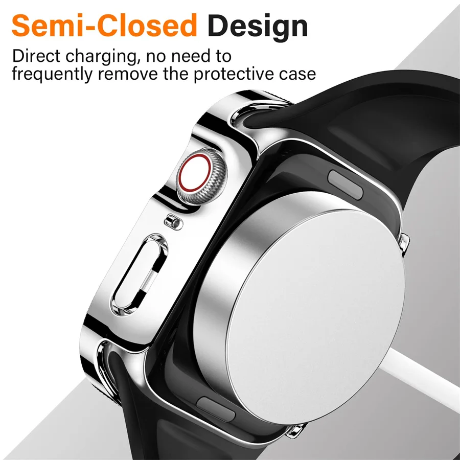 Glass+Cover for Apple Watch Accessories 45mm 41mm 44mm 40mm 9 7 8 SE 6 5 4 Tempered Screen Protector Protective apple watch case