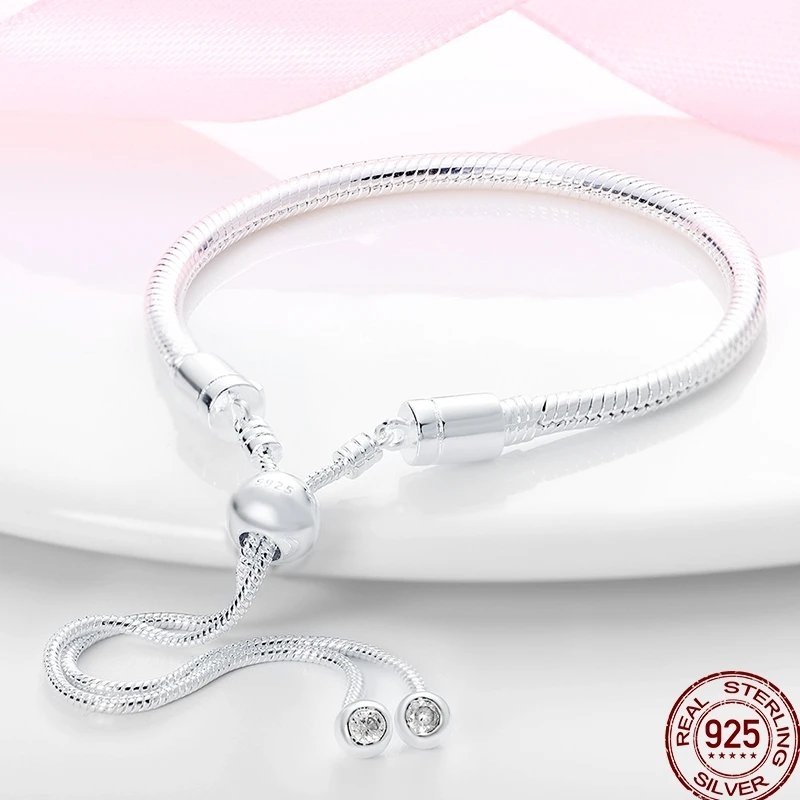 Original 925 Silver 17-21cm Tree Of Life Star Moon Bracelet For Women DIY Jewelry Birthday Jewelry Gift Women Bracelet