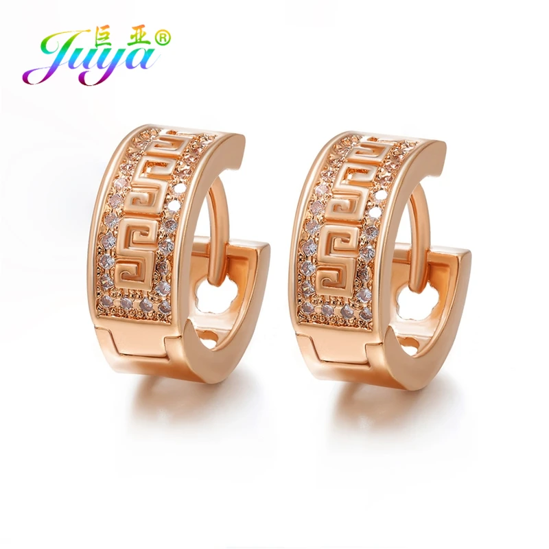 Juya Handgemachte Micro Pflastern Zirkon Gold/Silber Farbe Luxus Hoop Ohrringe Für Frauen Braut Abend Party Schmuck Großhandel – Detail 4