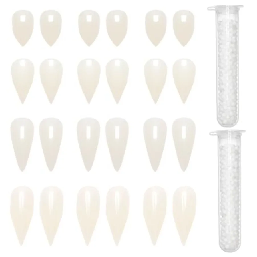 12 Pares de Dientes de Vampiro, Dientes Postizos para Adultos, Cosplay, Halloween, 4 Tamaños, Dientes Falsos, Fiesta Temática de Halloween, Accesorios de Maquillaje y Cosplay