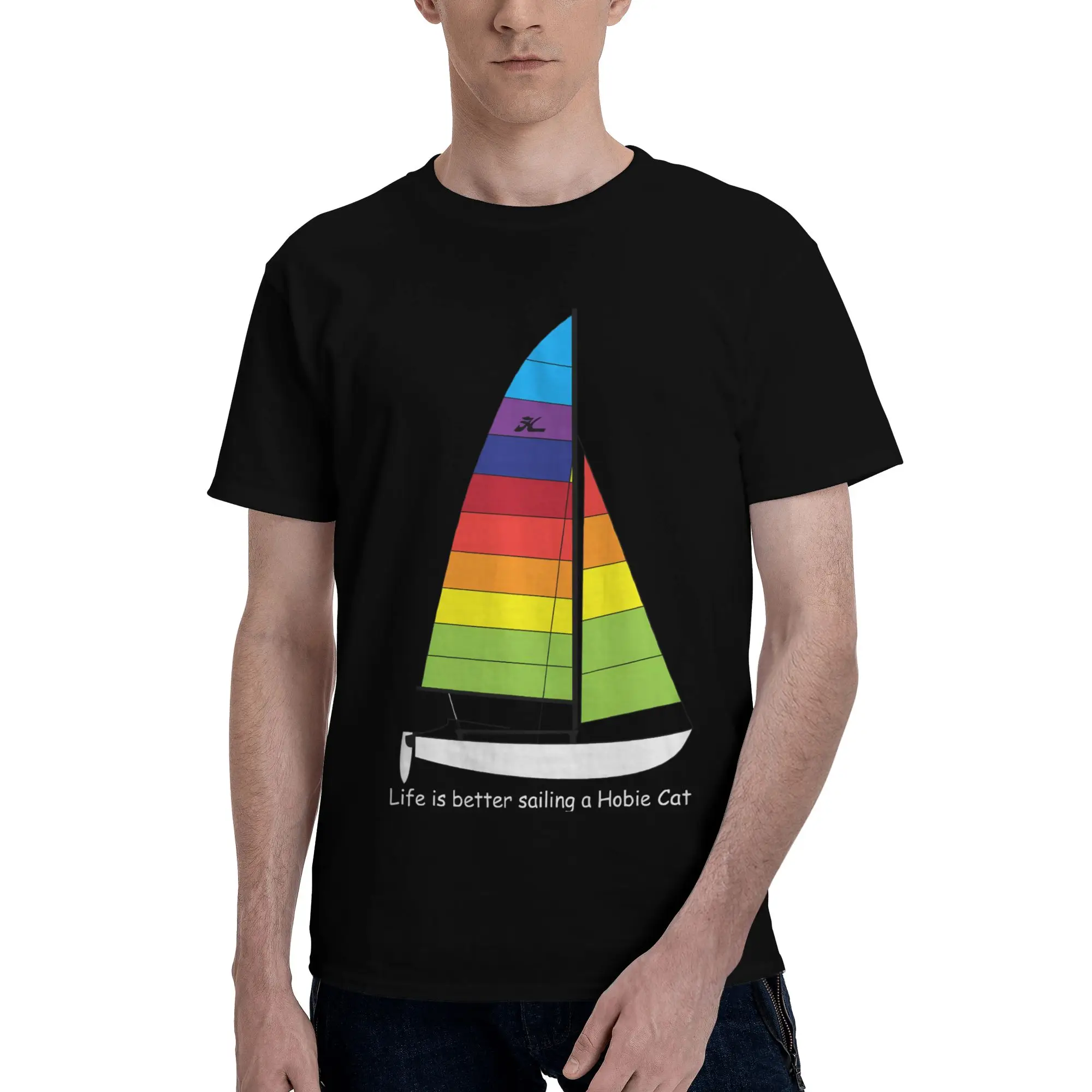 Hobie 16 Catamaran Sailboat - Life Is Better Loose But Not Bulky Reversible T-shirt Commuting Casual Men's T-shirts