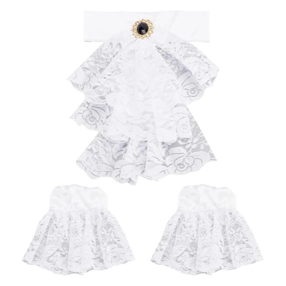 Accessory Set Vintage Style Victorian Lace Jabot Detachable Ruffled Lace Jabot Collar Collar Costume Vintage Themed Events