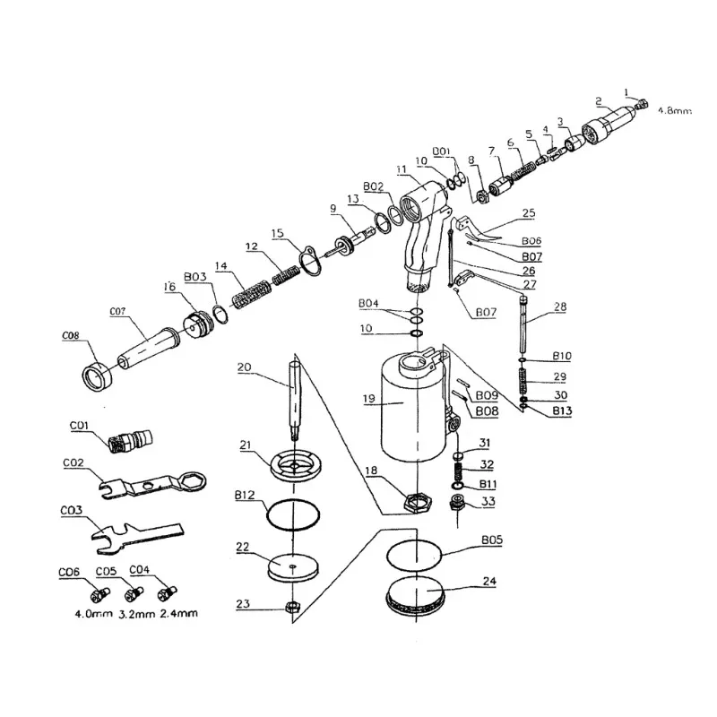 Pneumatic Air Rivet Nut Guns M3M4M5M6M8M10M12 Air Hydraulic Riveting Tools