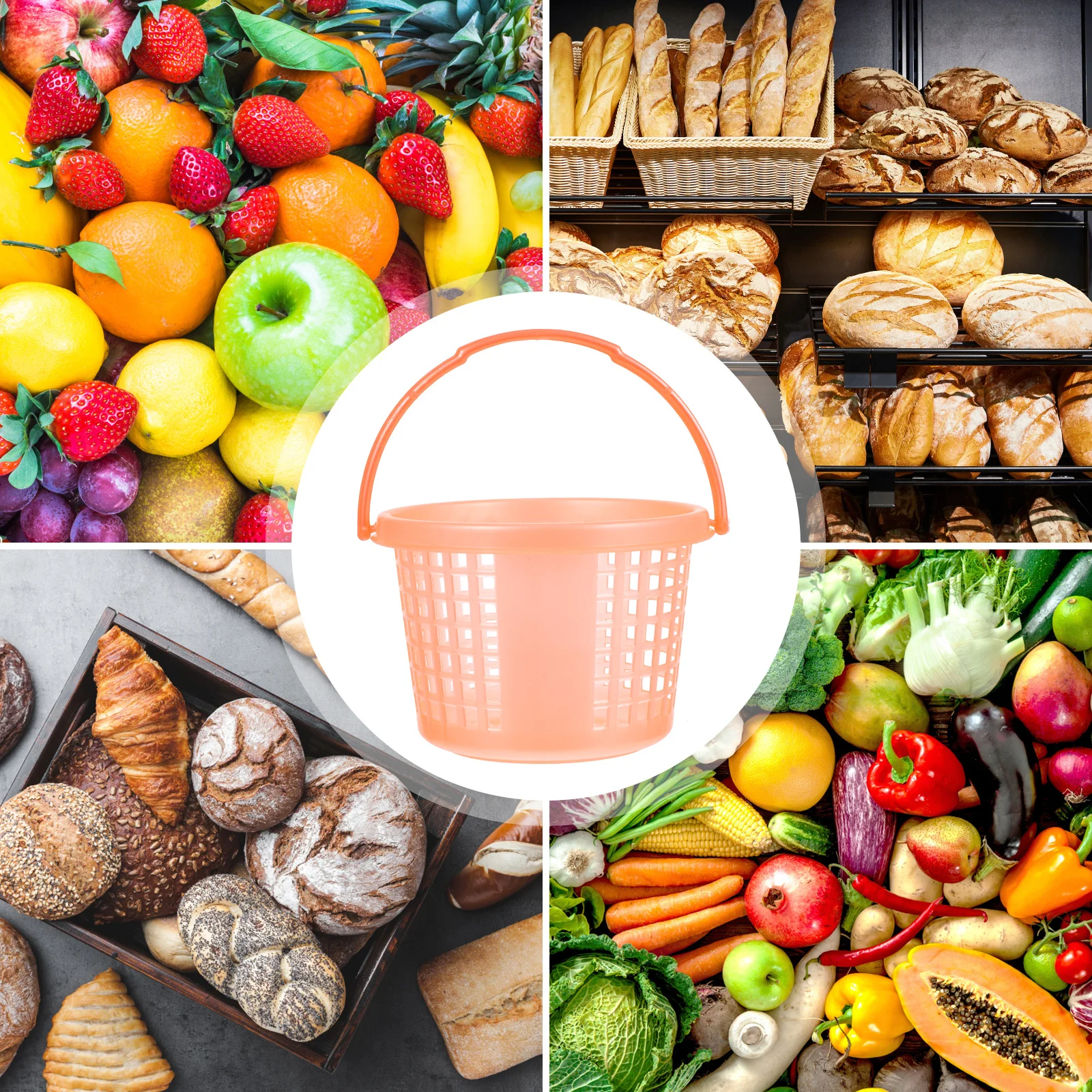 

10Pcs Plastic Fruit Vegetable Baskets Storage Containers Multipurpose Elegant Design for Home Kitchen Bathroom