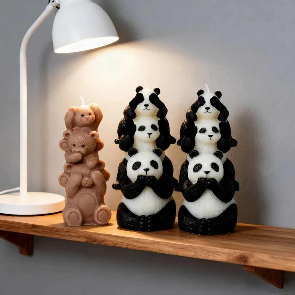 Stapeln Panda Aroma Silikonform 3D süßer Affe/Bär Gips Harz Formen DIY handgemachte Tier Seife Kerze machen liefert Geschenke