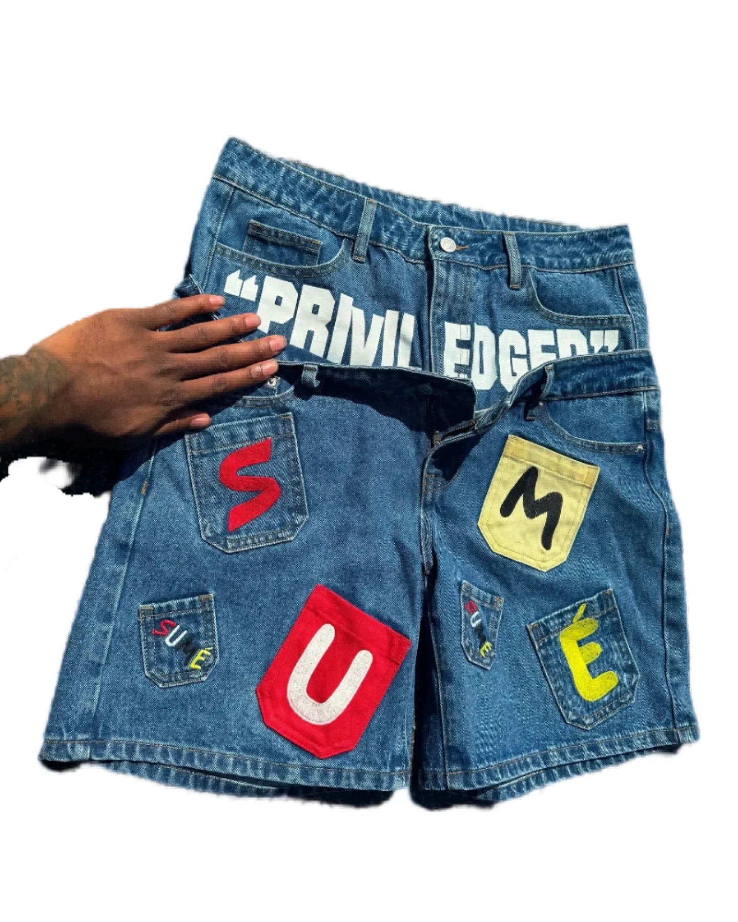 Straße Harajuku Brief Patchwork Denim Shorts Sommer Persönlichkeit Mode gefälschte zweiteilige Goth Rock Shorts Paar Y2k Jeans Traf