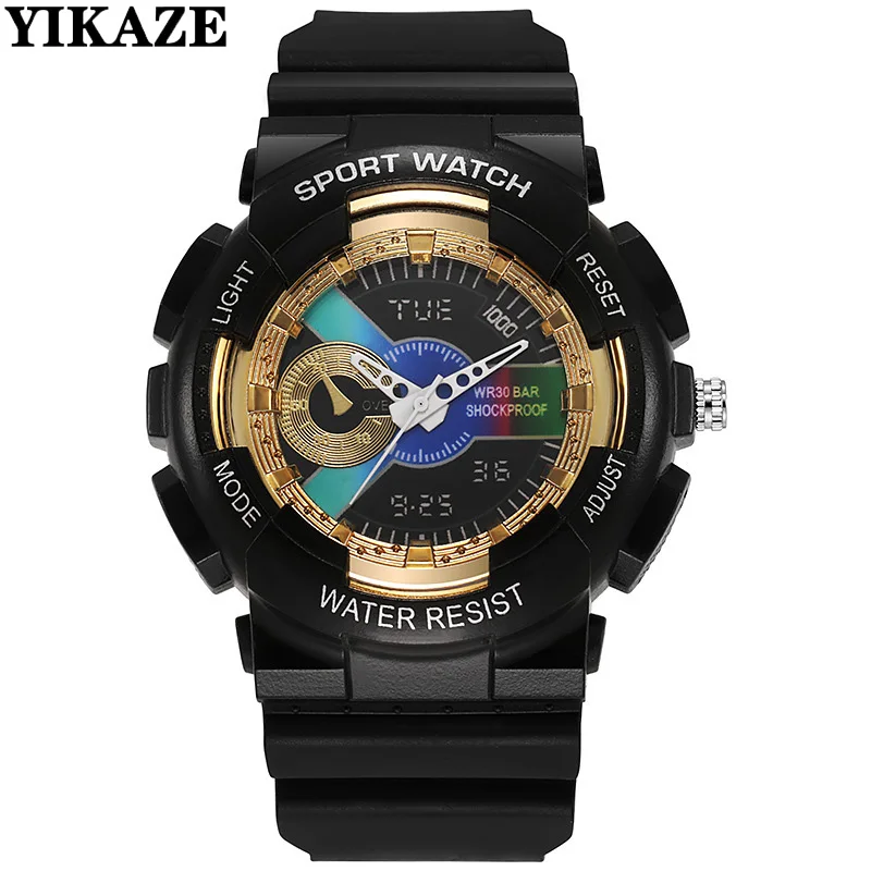 YIKAZE Sport Watch Silicone Military Quartz Men\'s Watches Waterproof Shockproof Fashion Quartz Watch Clock for Men Women Kids