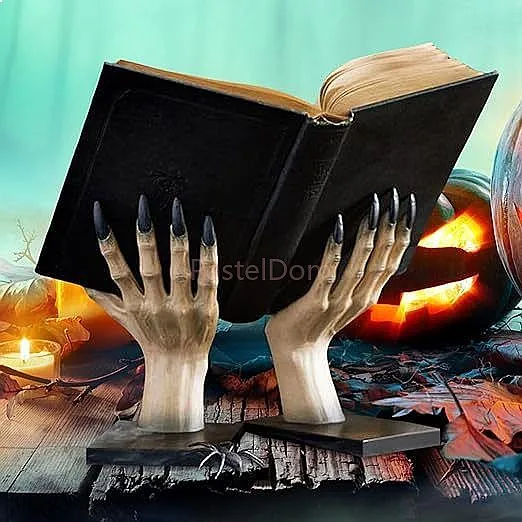 Spooky Halloween Resin Witch Hand Bookend Sculpture Desktop Decor Gothic Witchy Ornament Christmas Gift