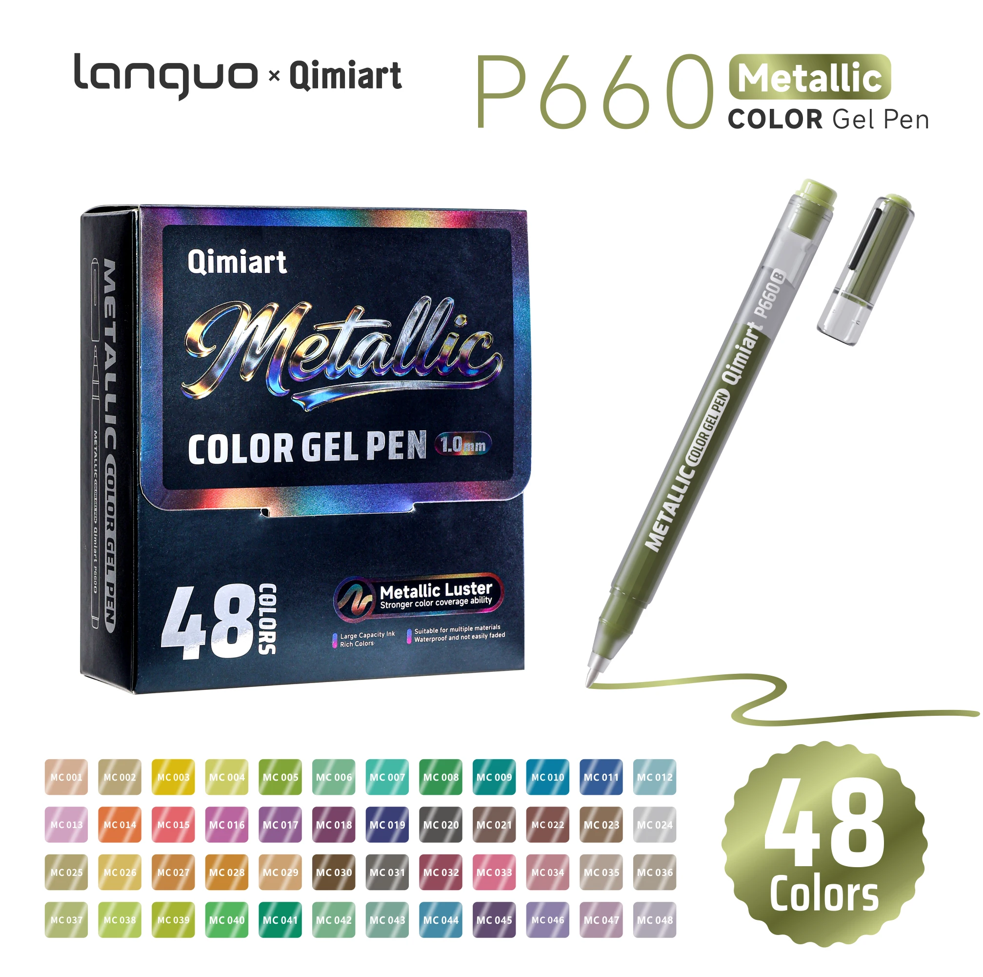 

Набор гелевых ручек LANGUO с блестками, 48 цветов, 1,0 мм, металлические глиттерные гелевые ручки-маркеры для скрапбукинга, DIY, канцелярские товары Kawaii, школьные принадлежности
