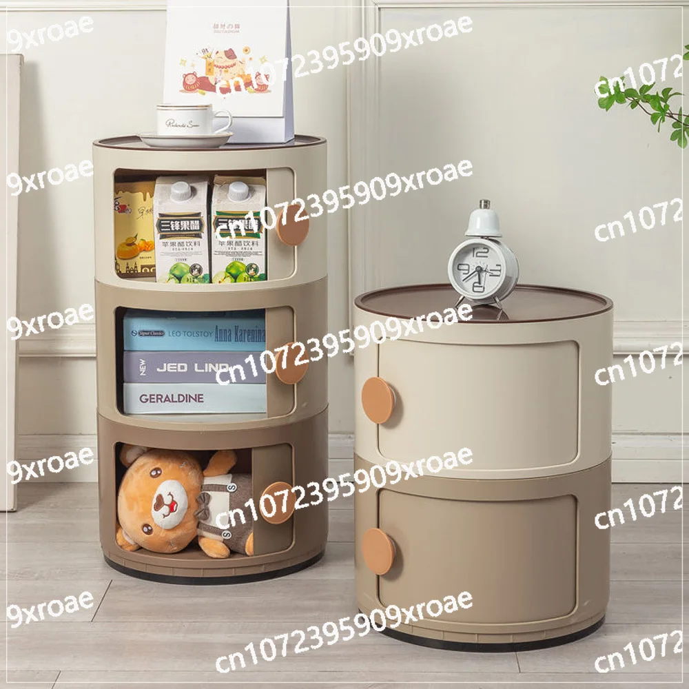 Nordic Round Bedside Cabinet Modern Simple White Creative Small Cabinet Mini Simple Gradient Plastic Side Cabinet