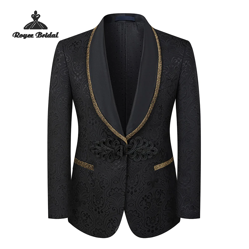 Jacquard Driedelig Single Breasted Heren Trouwpak 2026 Sjaal Revers Avondpak Aangepaste trajes para hombre
