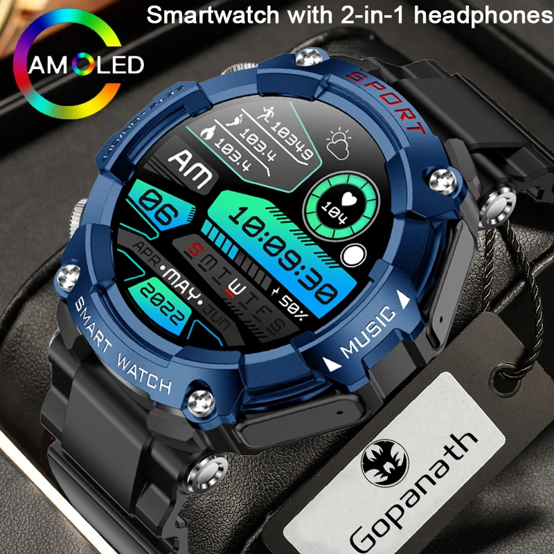 New Smartwatch TWS Bluetooth Headset Two-In-One 1.52HD Display IP67 Waterproof Heart Rate Monitor Male Sports Smartwarch 2023