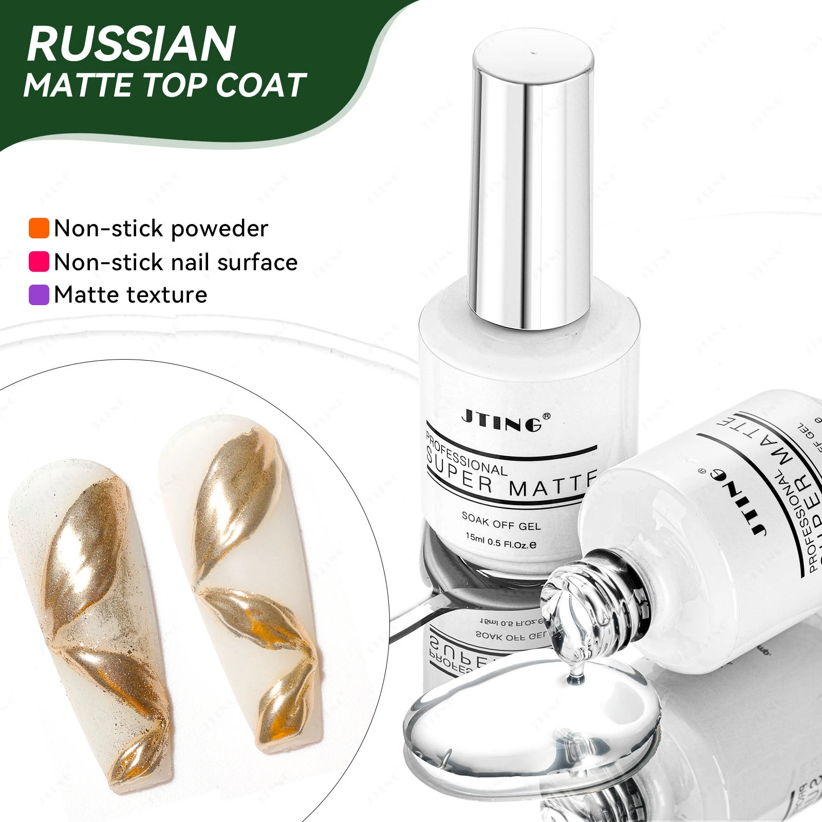 JTING 1 st 15 ml Professionele Top Kwaliteit Bulk Super Matte Effect Russische Matte Top Coat Gel Polish