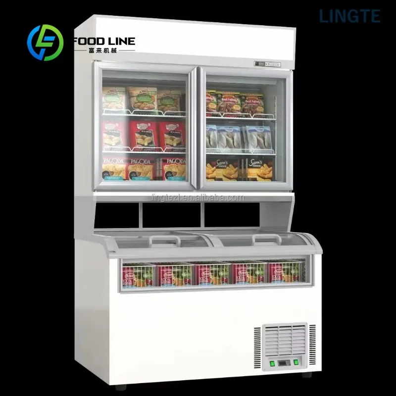 Customized size Newly designed supermarket combination wall freezer refrigerator double template display cabinet