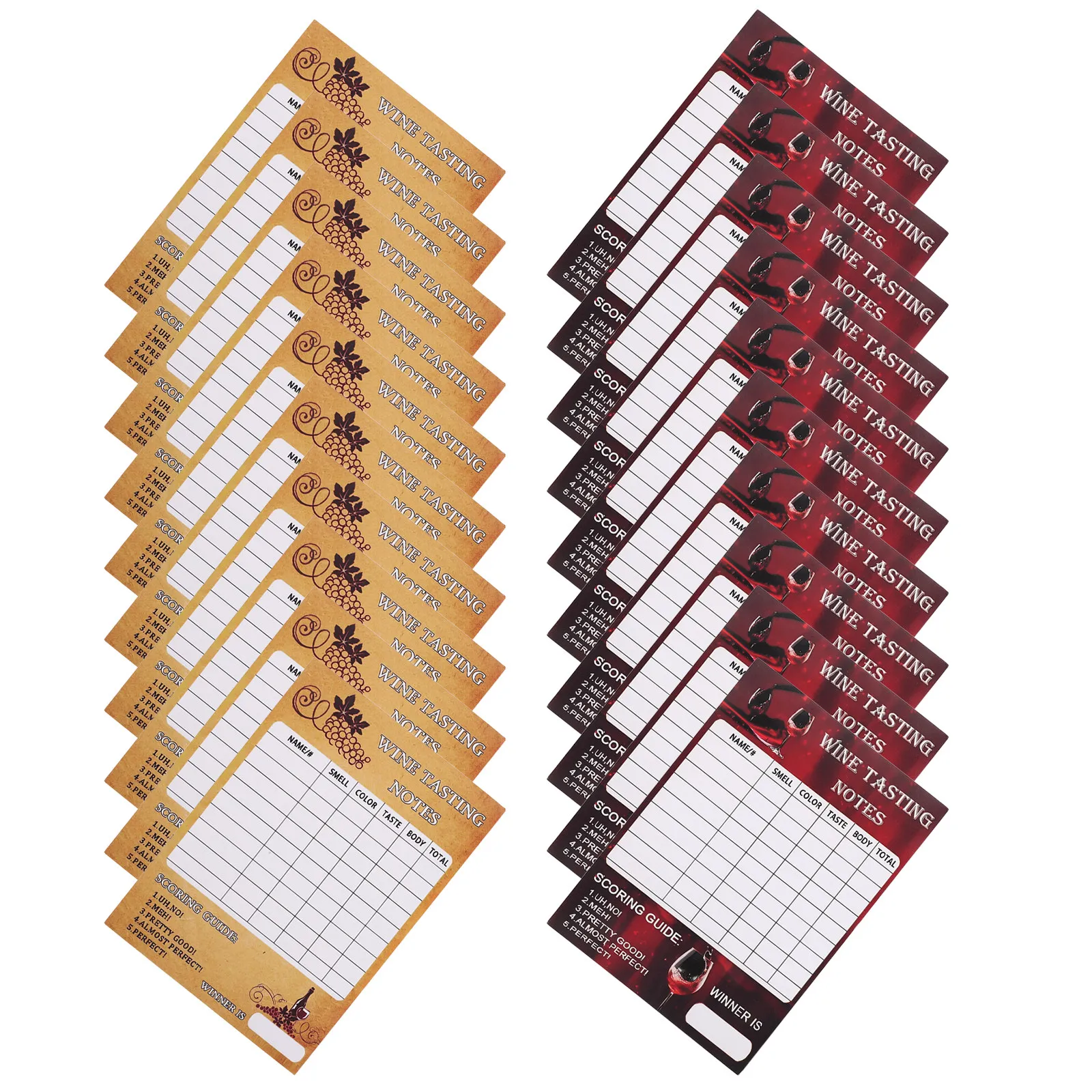 60Pcs Wine Tasting Scorecards Beginner Friendly Blind Tasting Checklist for Wine Workshop Party Supplies Rating Card Set