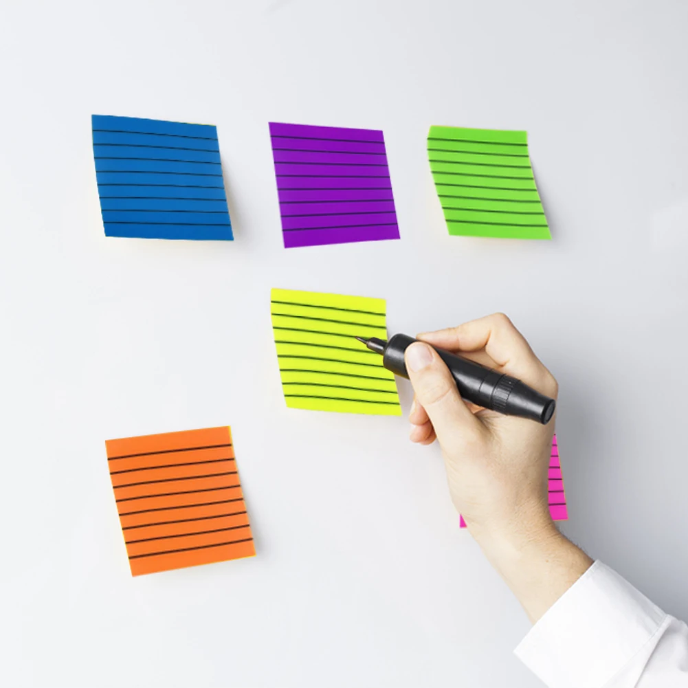 6pcs Practical Meeting Reminders Book For Studying Sticky Notes Stationery Home With Lines Translucent Convenient Self Stick